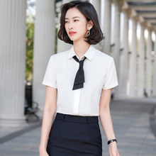 职业衬衫女短袖夏季韩版修身面试正装白色雪纺衬衣气质工作服套装
