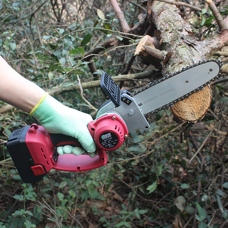 8寸电链锯迷你锯电动修枝锯充电式电动锯小型锂电手锯园林伐木锯