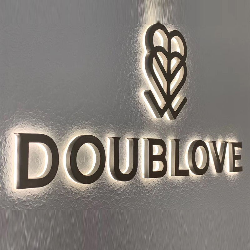 制作亚克力背扣水晶发光字金属背发光字门头招牌不锈钢背发光字