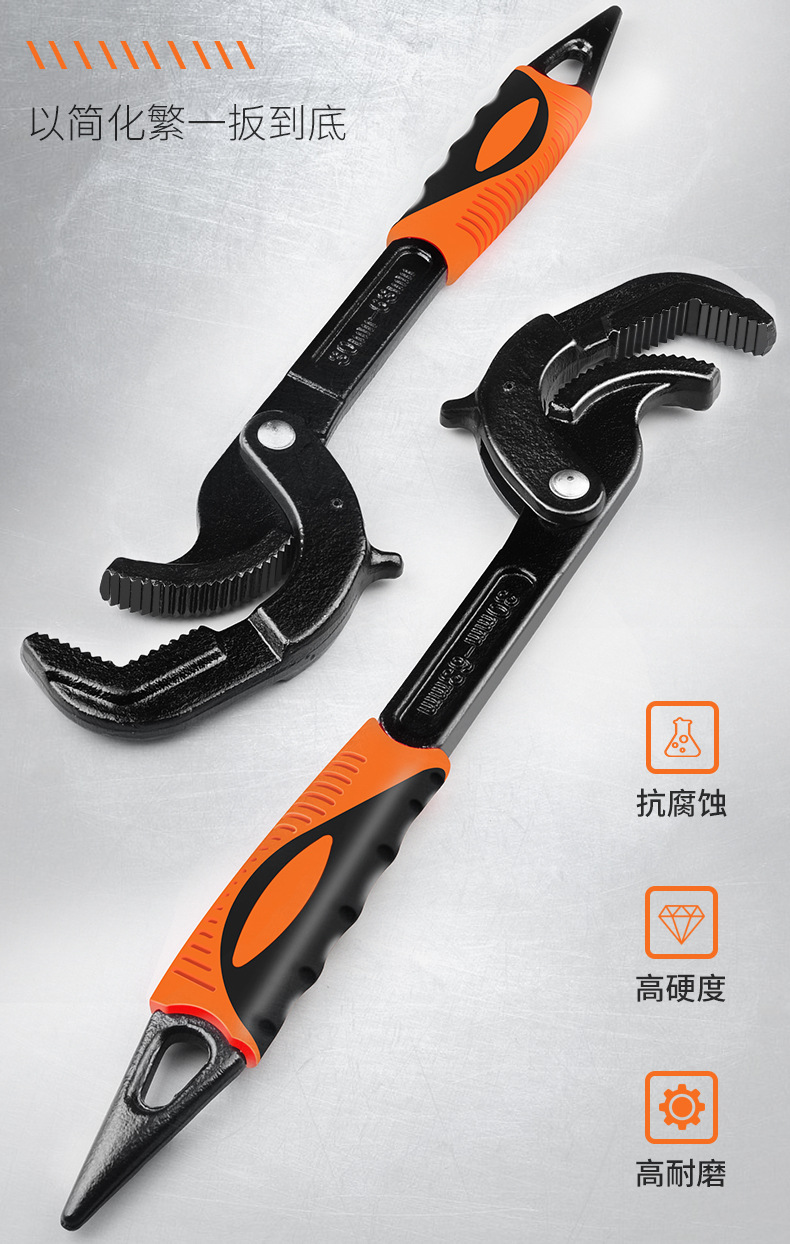 万能扳手活动管工具钳子活口板手卫浴多功能万用管钳德国套装开口