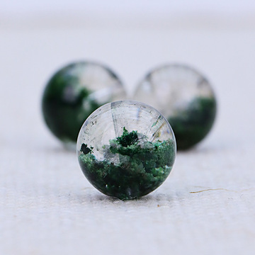 巴西天然正品水晶绿幽灵散珠 满天星千层塔5/6mm单颗手链