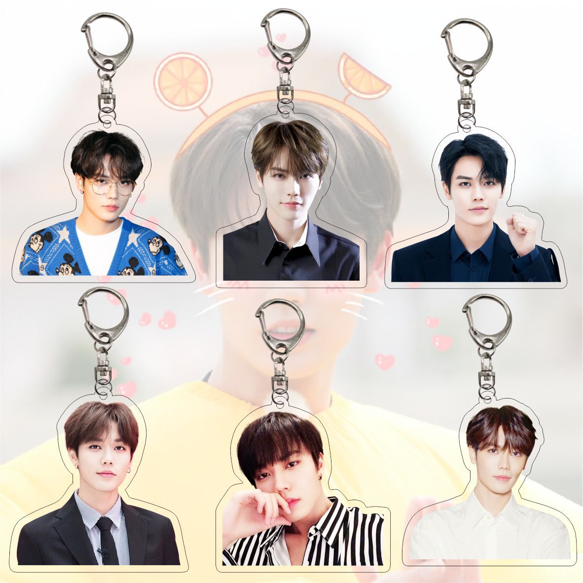 亚克力双面钥匙扣林彦俊挂件 明星周边独立包装礼品 明星应援