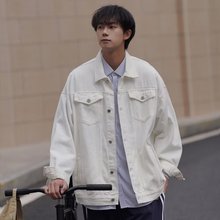 高街cityboy牛仔外套男春秋款卡其色翻领工装夹克衫vintage棒球服