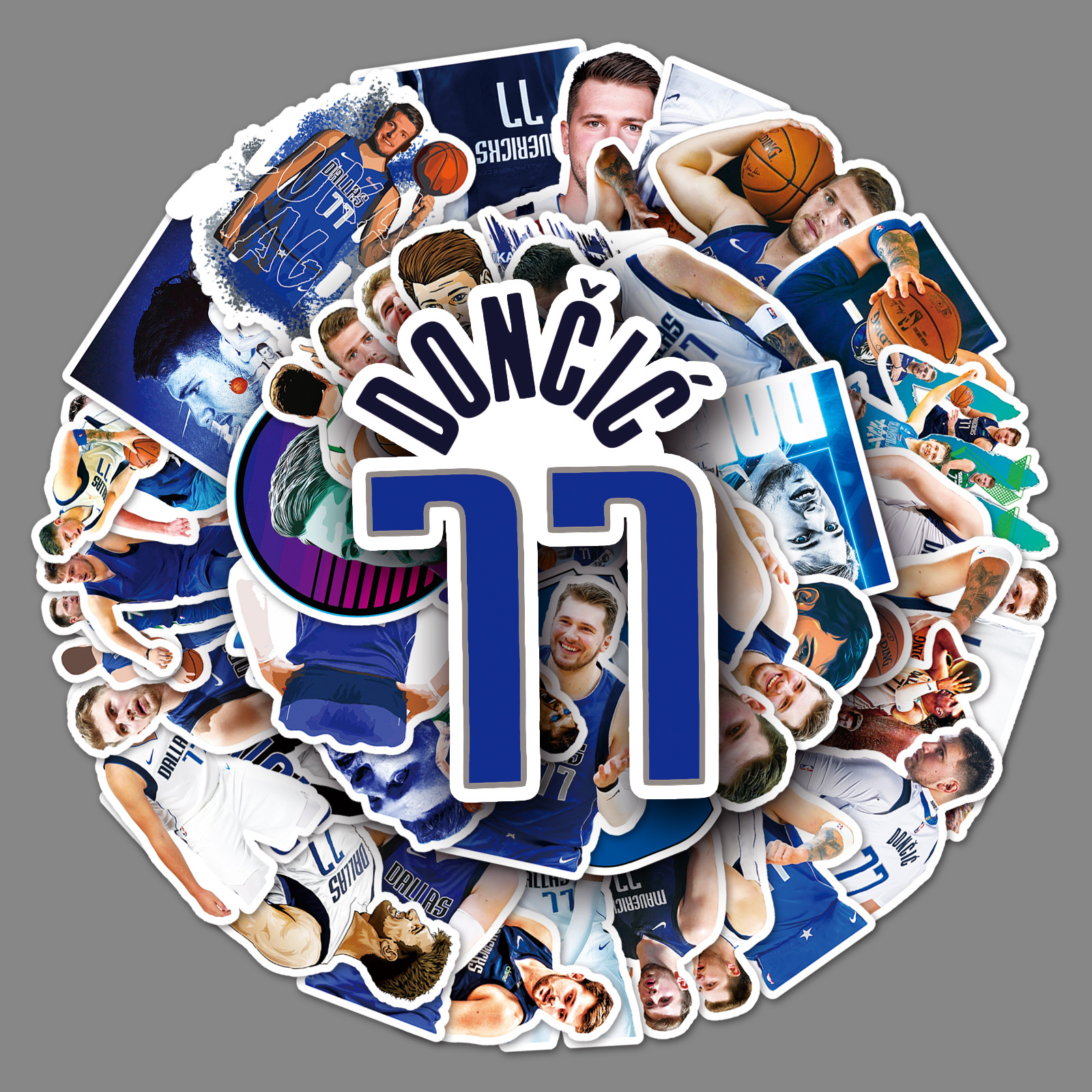 50张东契奇涂鸦个性跨境nba体育明星周边咕卡diy手机壳行李箱贴纸