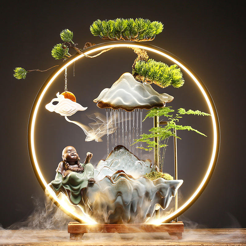 开业乔迁礼品流水生财摆件客厅假山循环水办公室桌面招财创意喷泉