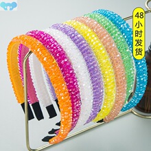 Women Girls Crystal Beads Braided  Handmade Hairband跨境专供