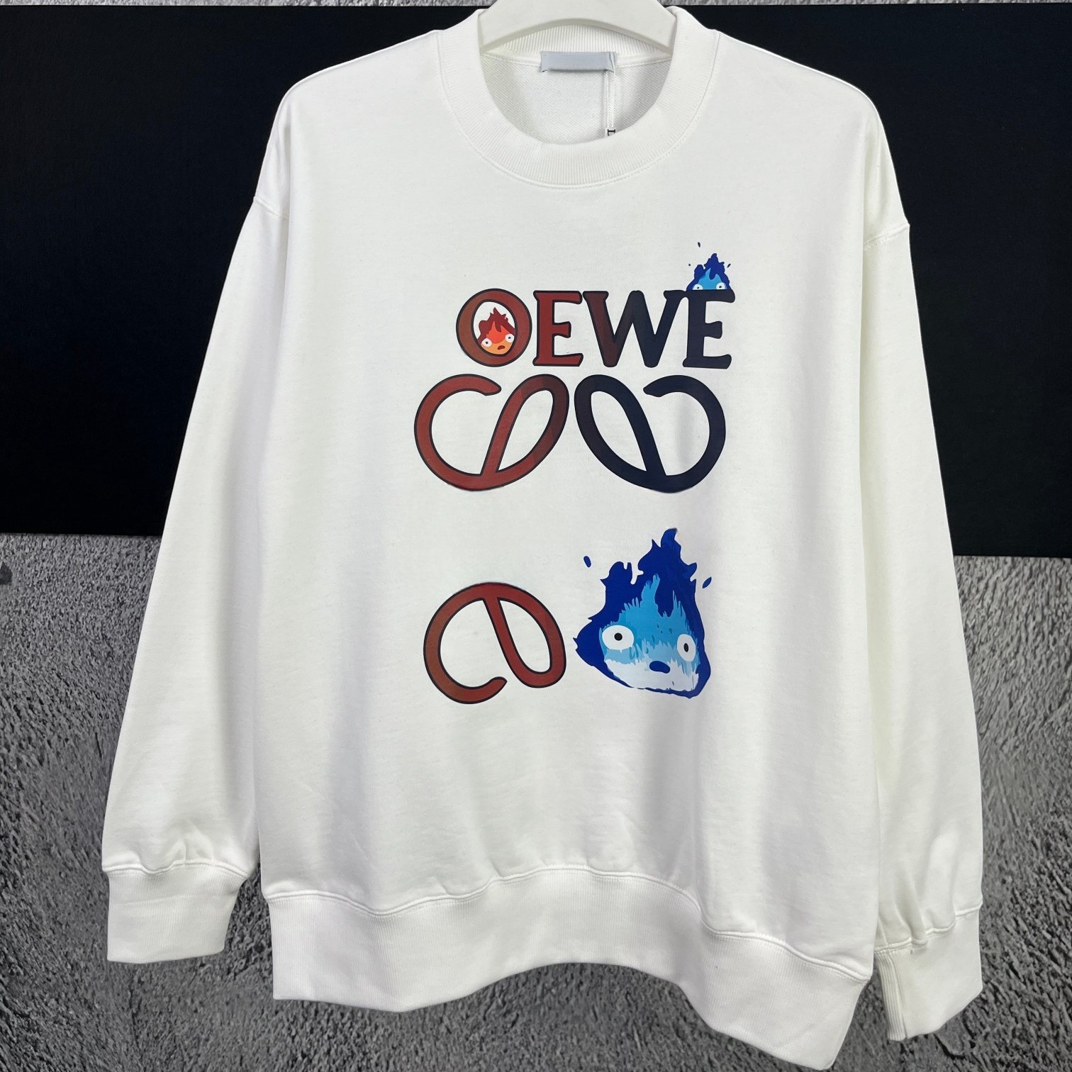 1秋冬款移动城堡联名火焰字母卫衣男女同款巴黎owe罗威-阿里巴巴