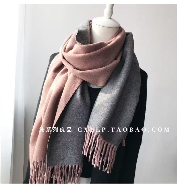 Self-Retained Soft Girl Scarf Winter Korean Style Versatile Double-Sided Solid Color Scarf Long Thickened Warm Shawl