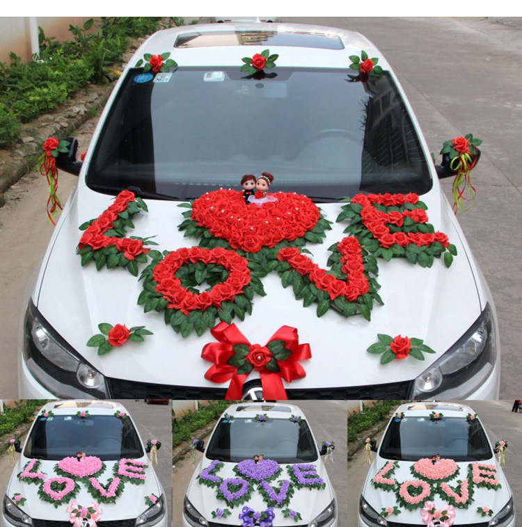 婚车装饰心形花盘吸盘带泥插花心型花泥块桃心头花花吸盘一件代发