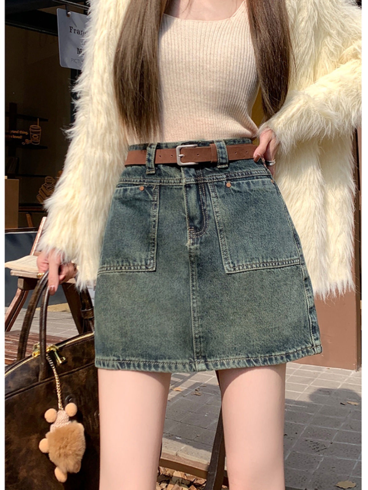 复古工装牛仔半身裙女春夏2024新款高腰显瘦不显胯a字包臀短裙子