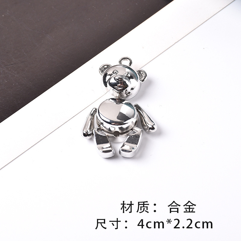 Hip Hop Titanium Steel Cartoon Movable Bear Teddy Bear Pendant Couple Stainless Steel Necklace Keychain Pendant Accessories