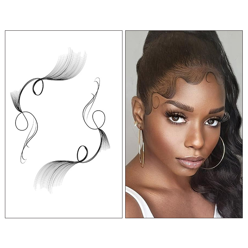 跨境刘海碎发纹身贴babyhairtattoo发际线假发贴鬓角边缘贴批发