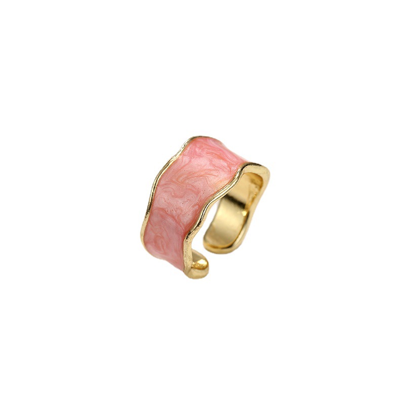 Liuyun Adjustable Opening Ring Female Fashion Colored String Spray Alloy Creative Marble Texture Design Ring Simple Style