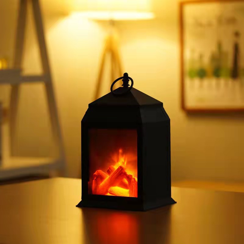 Led Simulation Flame Light Box Fashion Retro Fireplace Light Ambience Light Christmas Halloween Day Decoration Flame Light