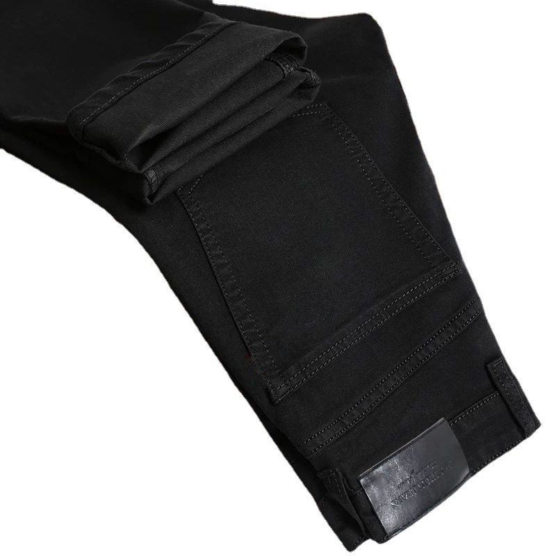 2024 New Stretch Fleece-Lined Padded High Waist Men's Jeans Men's Straight Loose Youth Men's Stall Clothing