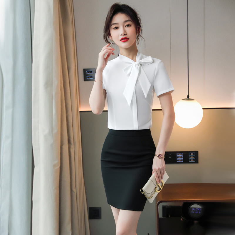 职业套装女售楼置业顾问酒店经理珠宝店工作服夏季上班短袖衬衫女