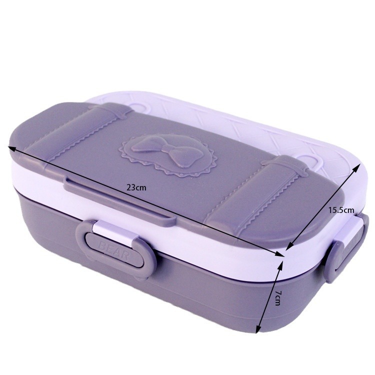 High-Looking Plastic Crisper Lunch Box Lunch Box Lunch Box Food Grade Compartment with Spoon