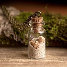 3PCS 22X11mm Glass Jar Beach sand Necklace Wish necklace sea