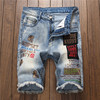 Europe station Little bee Embroidery Cowboys 5 shorts summer Self cultivation badge new pattern Five point pants Youth leisure time Europe station Little bee Embroidery Cowboys 5 shorts summer Self cultivation badge new pattern Five point pants Youth leisure time