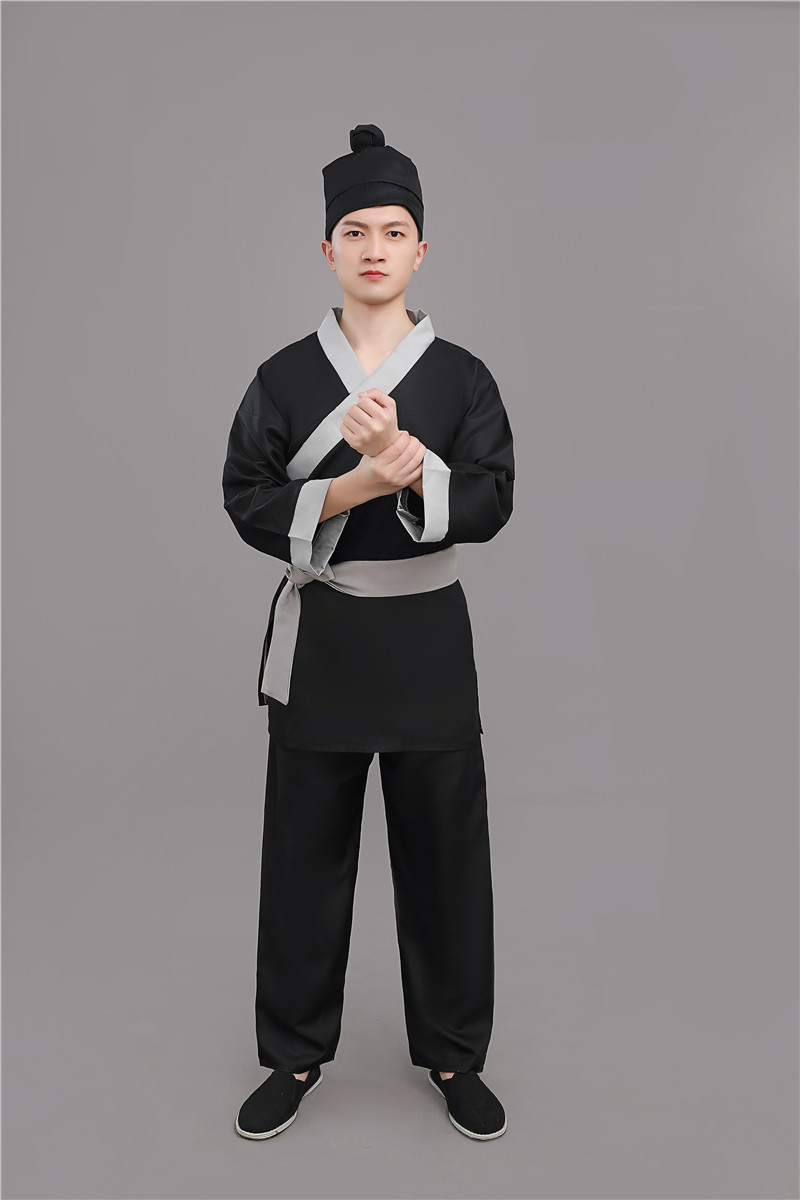 新款店小二平民古装演出成人汉服男农夫家丁仆人书童茶艺馆工作服