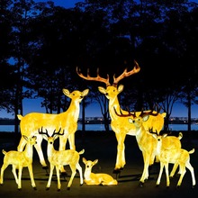 发光梅花鹿灯模型摆件真长颈鹿雕塑亮化户外灯光节动物景观装饰