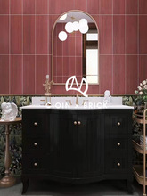 马卡龙仿木纹北欧卫生间厨房阳台防滑地砖厕所墙砖酒红色浴室瓷砖