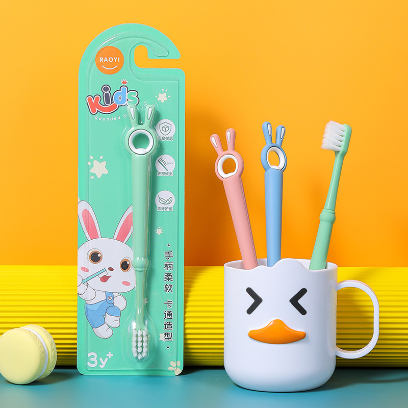 儿童牙刷单支装3-12岁卡通硅胶刷柄宝宝细软毛牙刷厂家现货批发