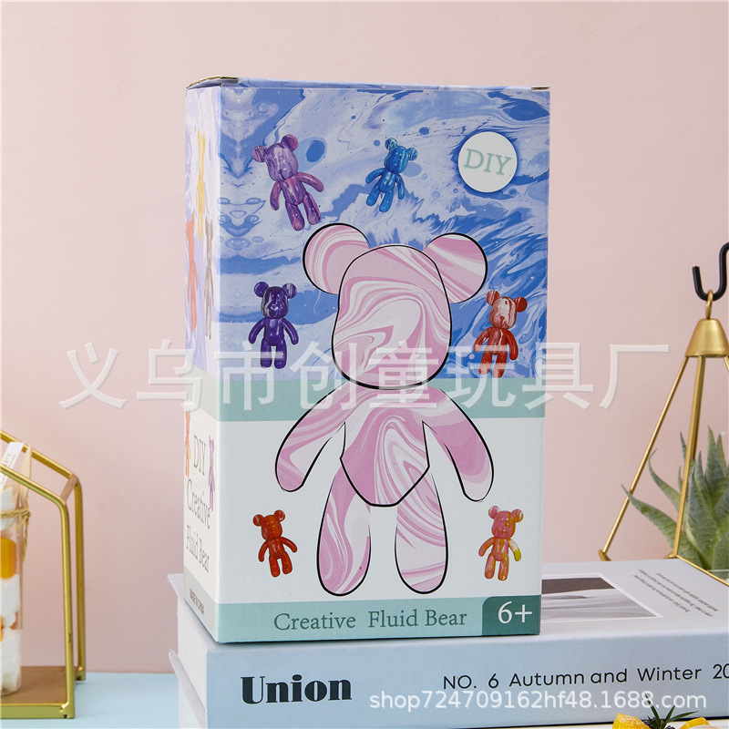 23cm Fluid Bear Boxed White Body Graffiti Painted Internet Celebrity Same Style Handmade DIY Creative Handmade Puzzle