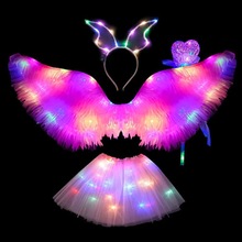 公主小女孩玩具翅膀生日礼物套装魔法棒之翼发光装饰小布艺背饰