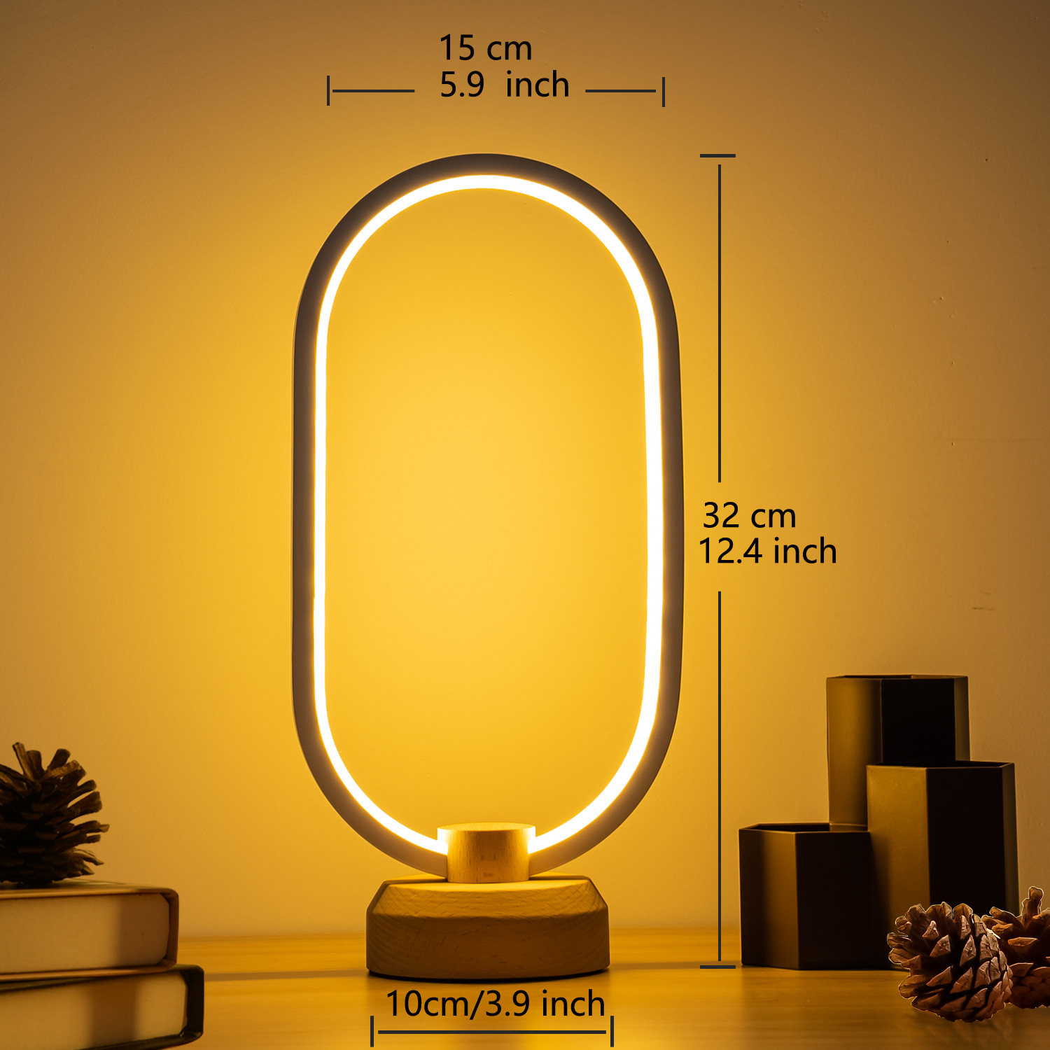 Cross-Border Amazon Smart Solid Wood Led Table Lamp Creative Unique European Usb Gift Bedside Lamp Wedding Room