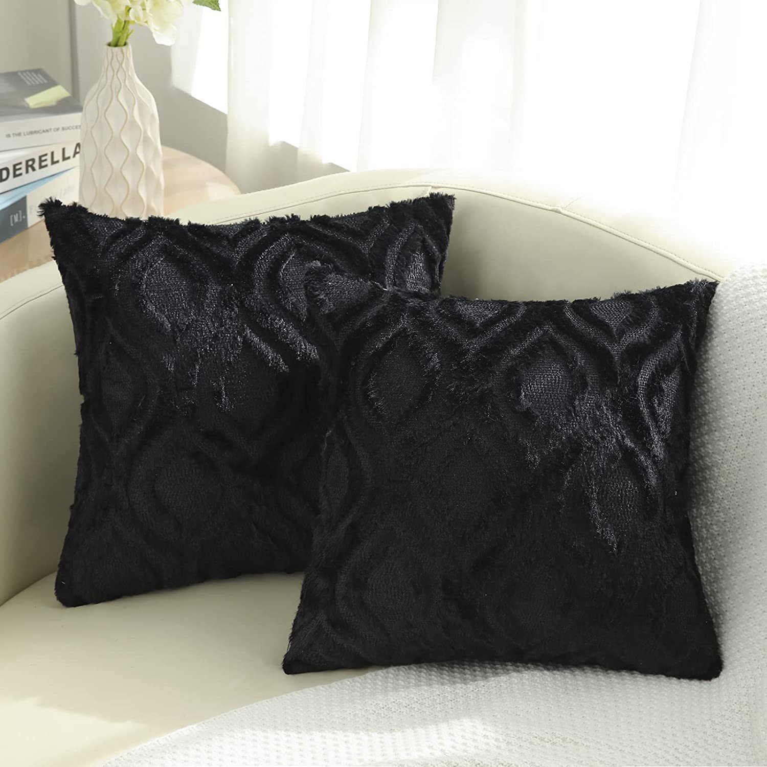 Simple Solid Color New Plush Pillowcase Home Living Room Sofa Cushion Cover Amazon Nordic Style Cushion Cover