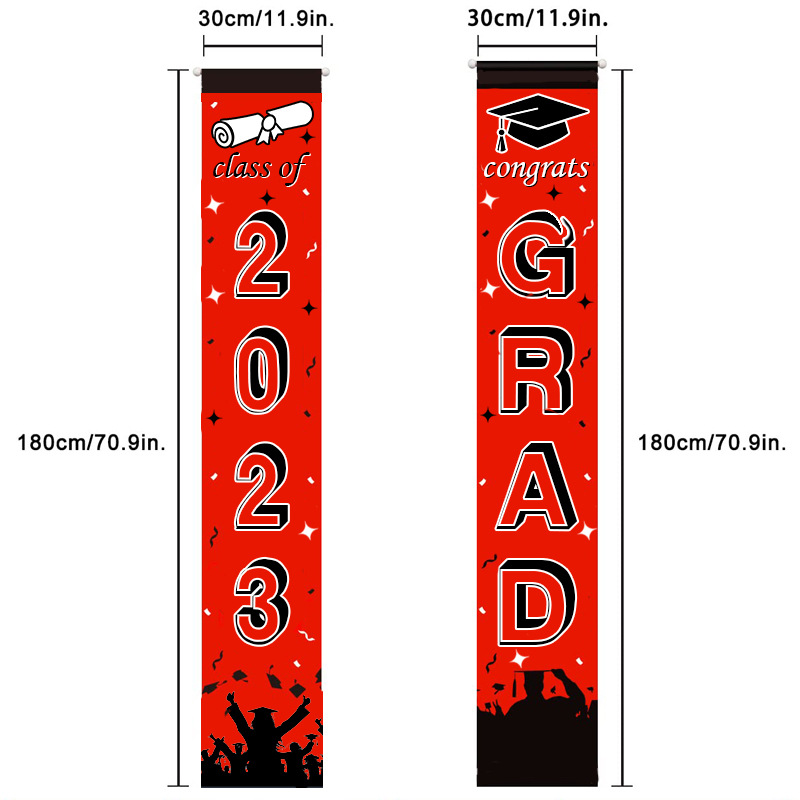 2023 Cross-Border New Arrival Graduation Season Banner Couplet Indoor and Outdoor Porch Hanging Party Supplies Flag Customization