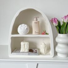 法式奶油风壁柜墙上置物架玄关摆件白色拱形柜子收纳装饰柜香水柜