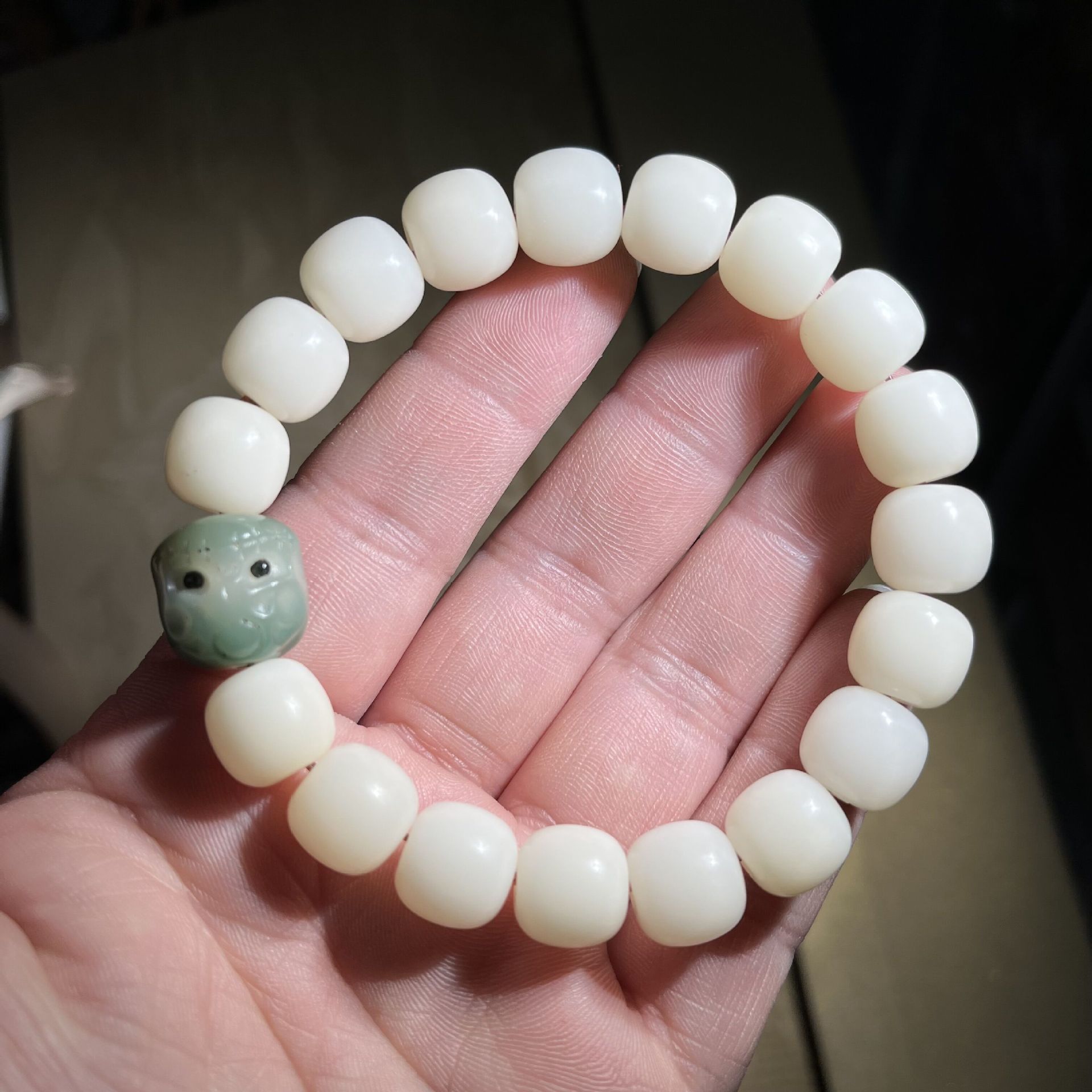 原生态白玉菩提根单圈手串星月老型佛珠男女士菩提子手链手持配饰