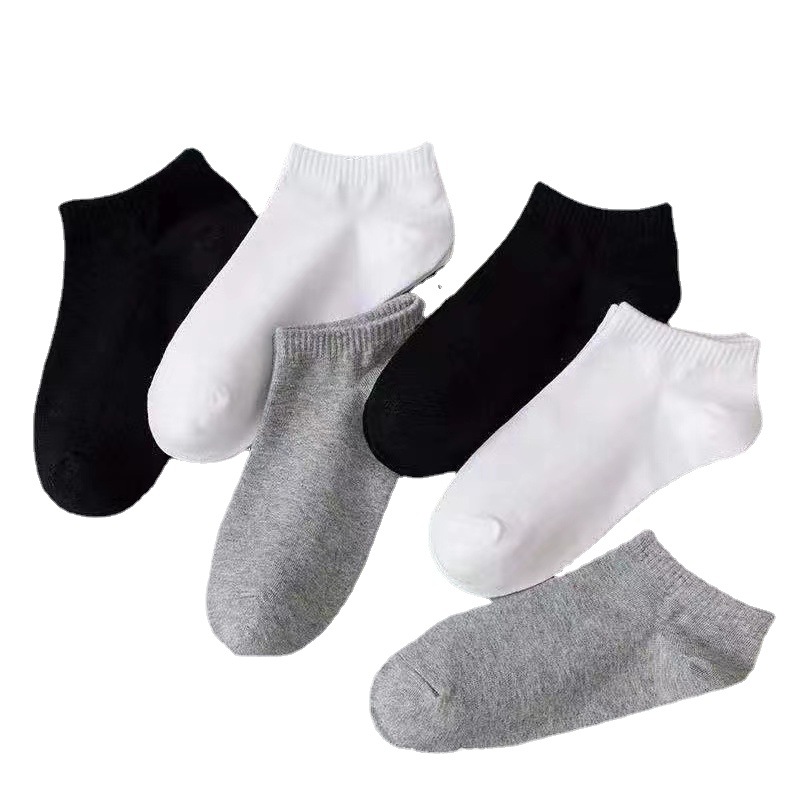 Socks Men and Women Socks Spring and Summer Solid Color Thin Absorb Sweat Breathable Black White Gray Boat Socks Zhuji Datang Socks Wholesale