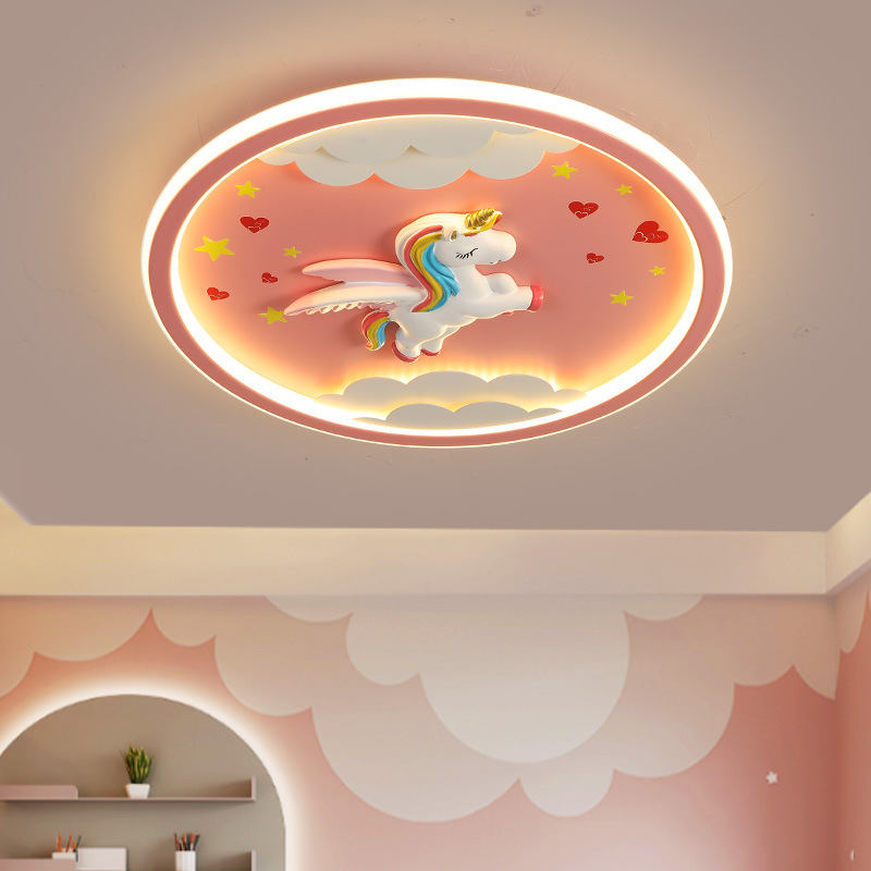 Led Children's Room Cartoon Creative Airplane Boy Girl Unicorn Intelligent Dimming Eye Protection Bedroom Ceiling Luminaire Surface Mounted Luminaire