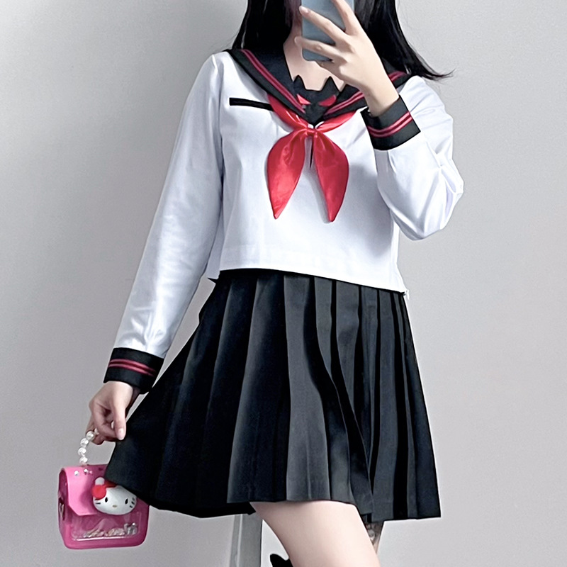 小恶魔二本刺绣水手服短袖日系jk制服套装 夏季女装校服舞台演出