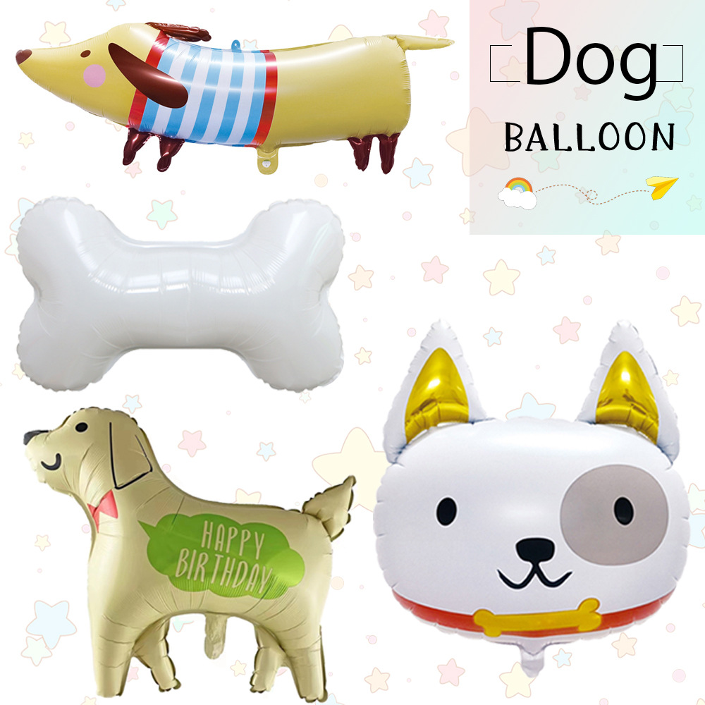 New Cartoon Puppy Dog Balloon Bone Sausage Dog Pet Birthday Party Decoration Aluminum Film Animal Balloon