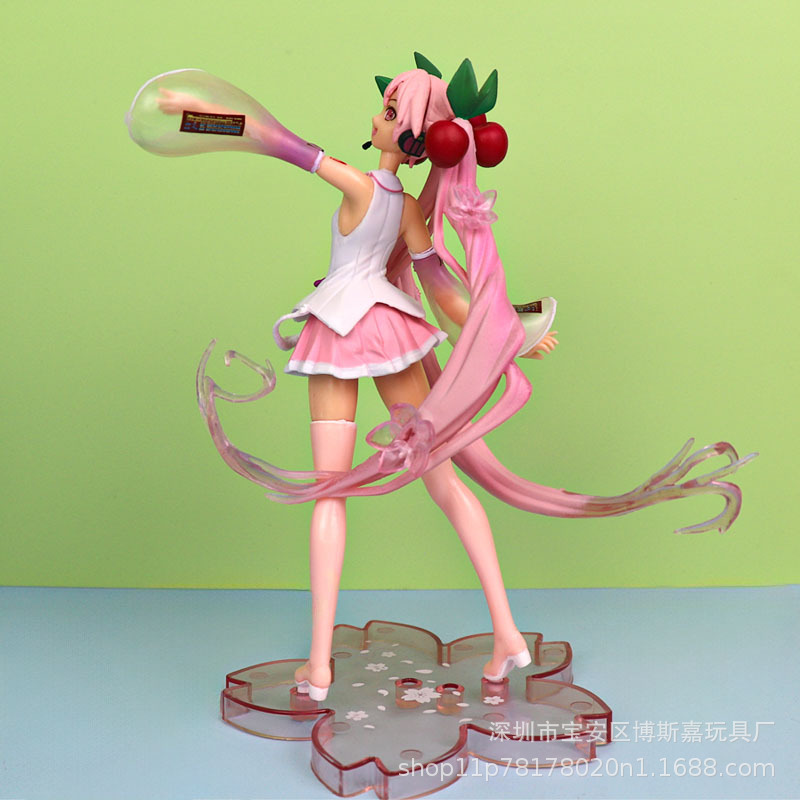 樱花粉初音二代初音未来二次元动漫公主手办 办公桌面模型摆件