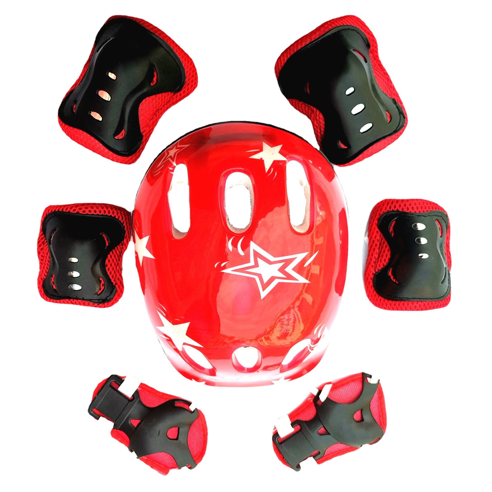 儿童轮滑护具 小孩加厚头盔七件套装 滑板溜冰鞋平衡车运动护膝帽