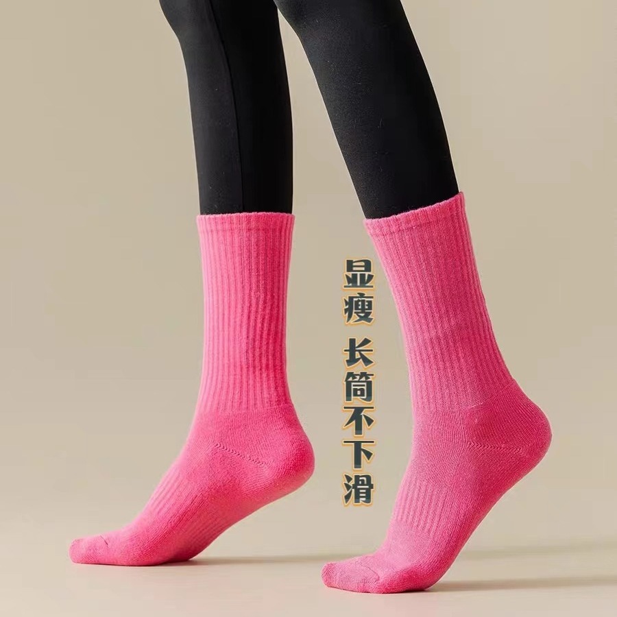 Colorful Socks Autumn and Winter with Shark Pants Stockings Outer Wear Sports Yoga Socks Towel Bottom Fitness All-Match Fashionable Cotton Socks