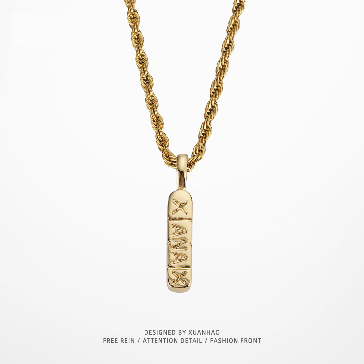 轩皓 潮牌男女xanax吊坠 纯铜真金电镀嘻哈项链饰品 跨境电商货源