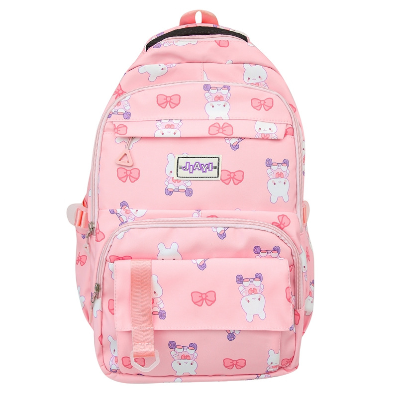 Casual Backpack Women's Floral Bear Junior High School Schoolbag Simple Fashion All-Match Large Capacity College Students' Backpack