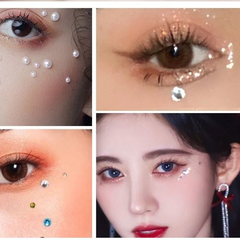 珍珠贴网红泪钻眼钻眼妆贴片眼角痣闪钻闪粉仙女亮钻亮片眼部脸部