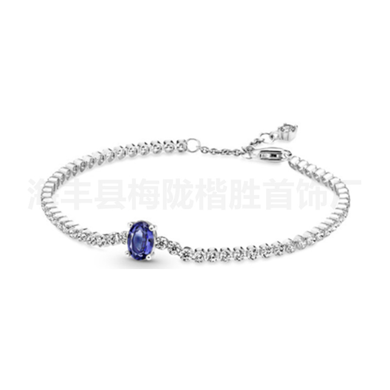 Pandora S925 Sterling Silver Bracelet Shiny Halo Love Tennis Bracelet Silver Bead Silver Beaded DIY Accessories