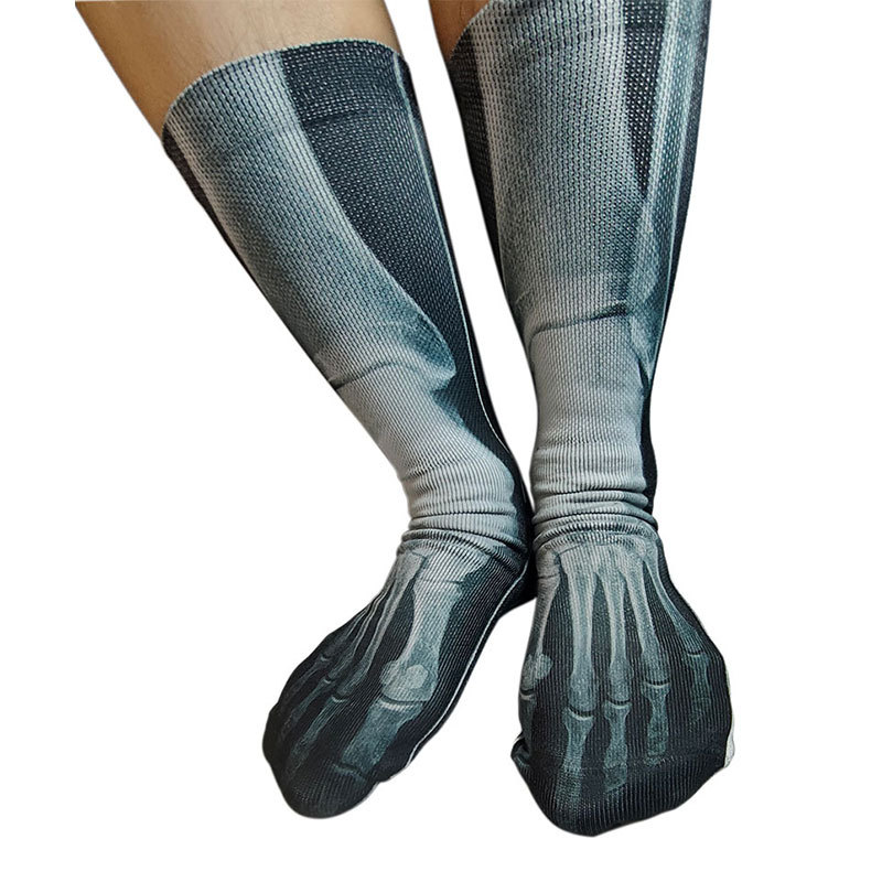 Thermal Transfer Printing Socks Men's Socks Mid-Calf Terry-Loop Hosiery to Map Printing to Map Processing Customized European and American Trendy Socks