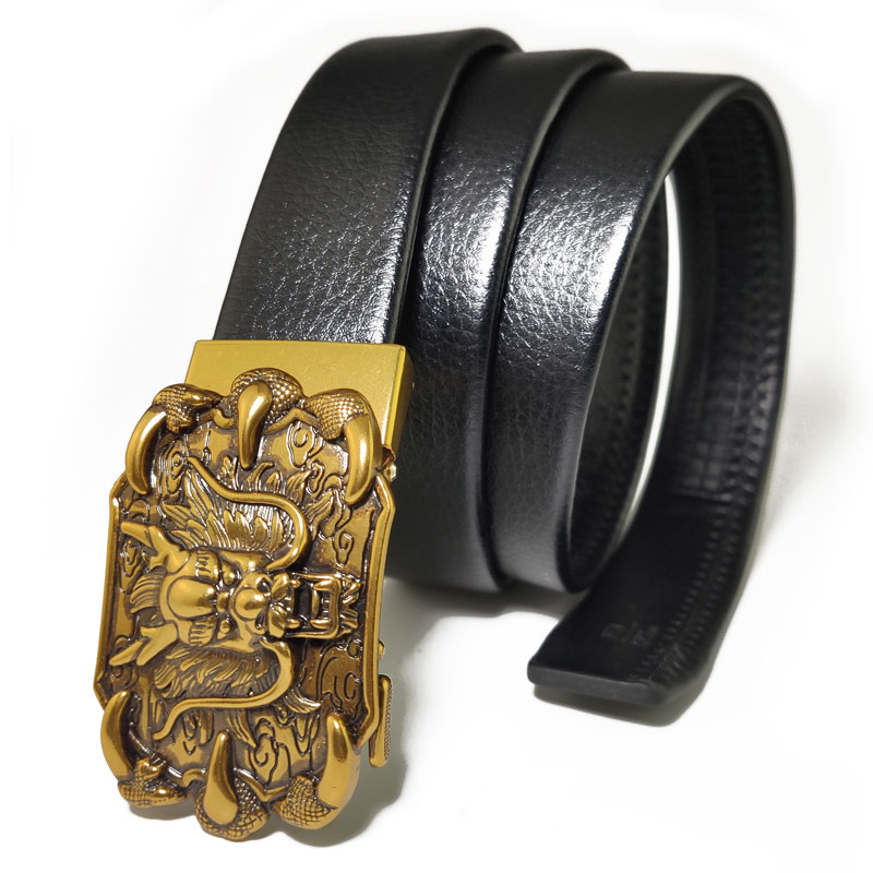 皮带男自动扣加长潮年轻人男士腰带个性龙头复古仿铜时尚百搭裤骏