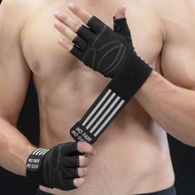 Sports gloves for men half finger fitness wristband pull-up