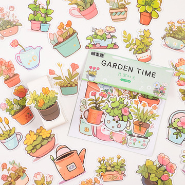 花园时光贴纸 卡通花朵植物小清新花卉手账手机壳贴画素材-阿里巴巴