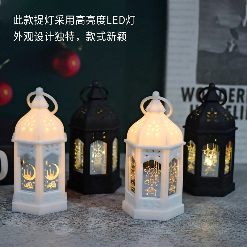 European-Style Moroccan Style Hollow Design Mini Plastic Storm Lantern Led Candle Light Ornaments Storm Lantern Wholesale